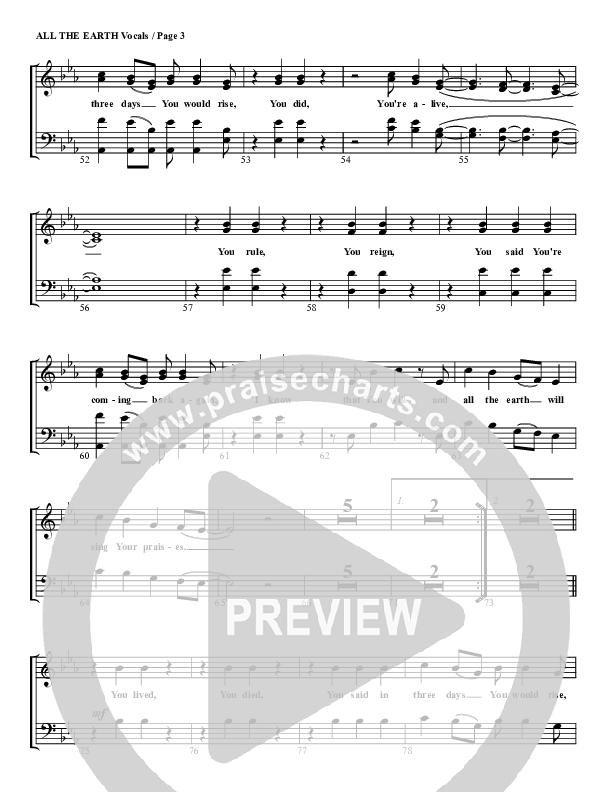 All The Earth Will Sing Your Praises Choir Sheet (G3 Worship)