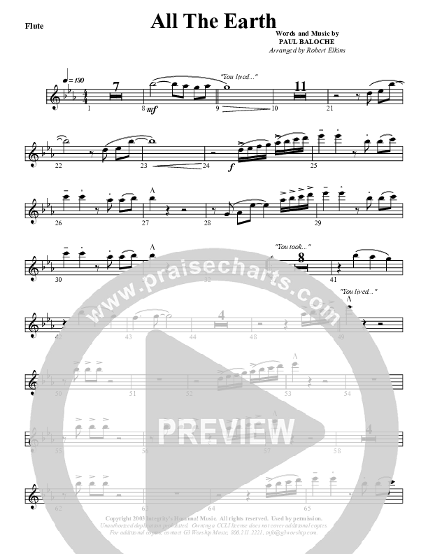 All The Earth Will Sing Your Praises Flute (G3 Worship)