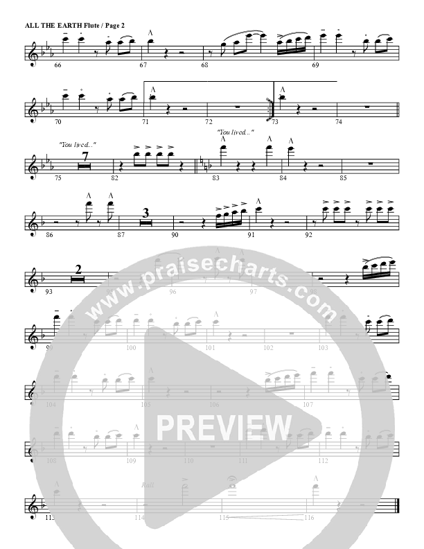 All The Earth Will Sing Your Praises Flute (G3 Worship)