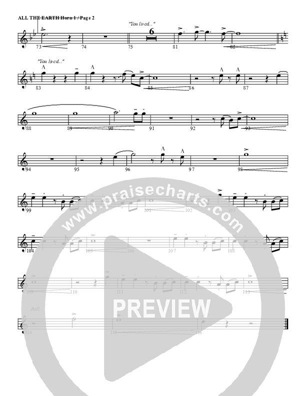 All The Earth Will Sing Your Praises French Horn 1 (G3 Worship)