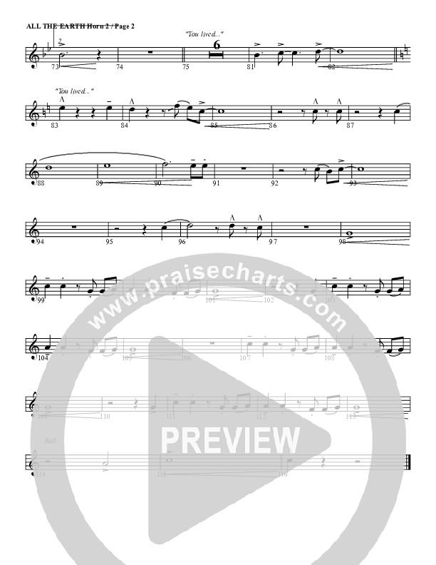 All The Earth Will Sing Your Praises French Horn 2 (G3 Worship)