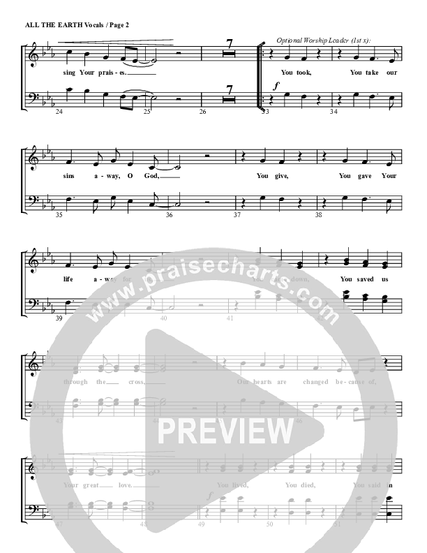 All The Earth Will Sing Your Praises Lead Sheet (SAT) (G3 Worship)