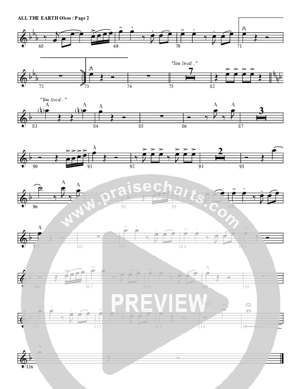 All The Earth Will Sing Your Praises Oboe (G3 Worship)