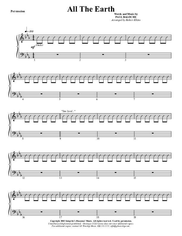 All The Earth Will Sing Your Praises Percussion (G3 Worship)