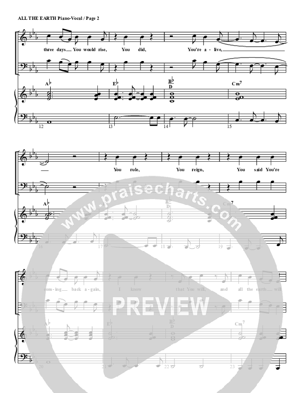 All The Earth Will Sing Your Praises Piano/Vocal (G3 Worship)