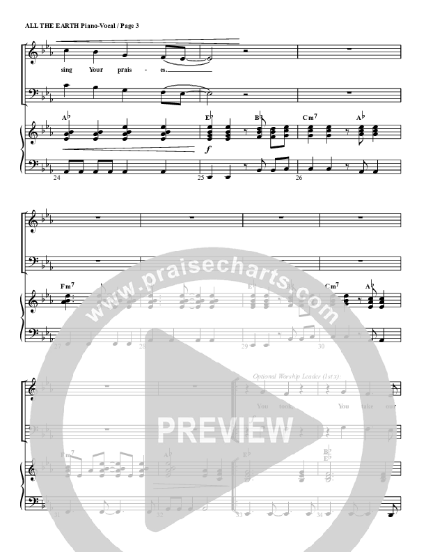 All The Earth Will Sing Your Praises Piano/Vocal (G3 Worship)