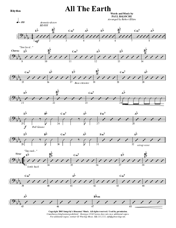 All The Earth Will Sing Your Praises Rhythm Chart (G3 Worship)