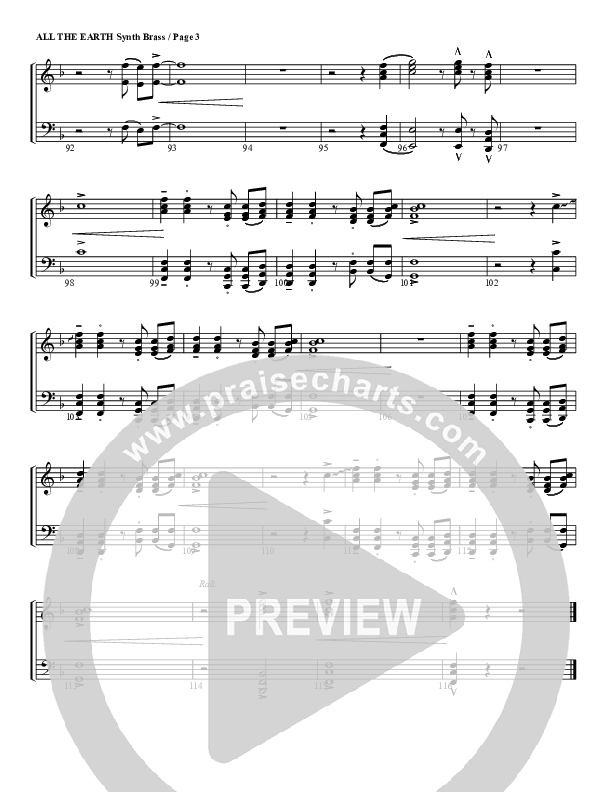 All The Earth Will Sing Your Praises Synth Brass (G3 Worship)