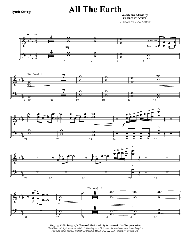 All The Earth Will Sing Your Praises Synth Strings (G3 Worship)