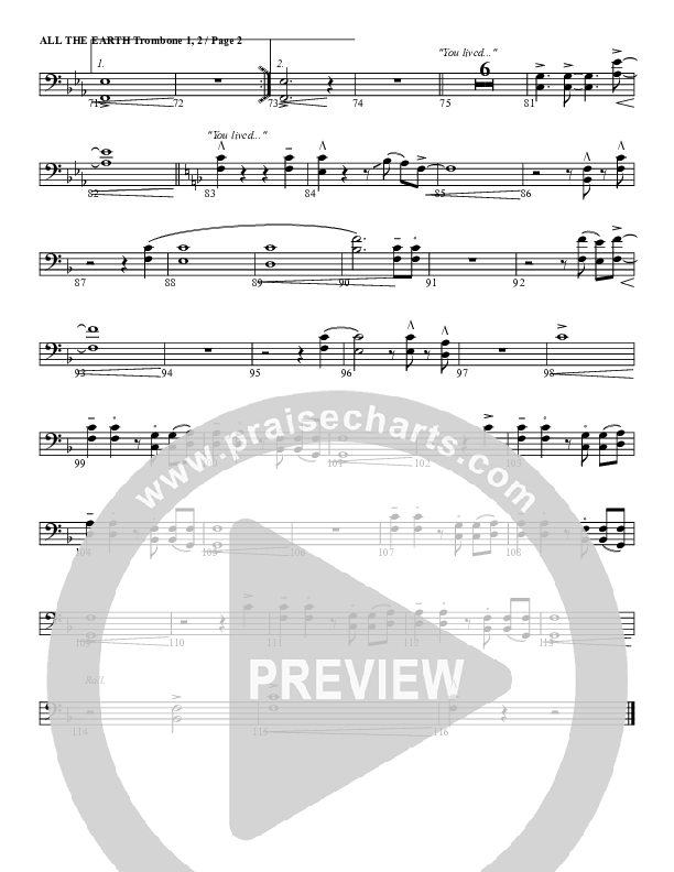All The Earth Will Sing Your Praises Trombone 1/2 (G3 Worship)