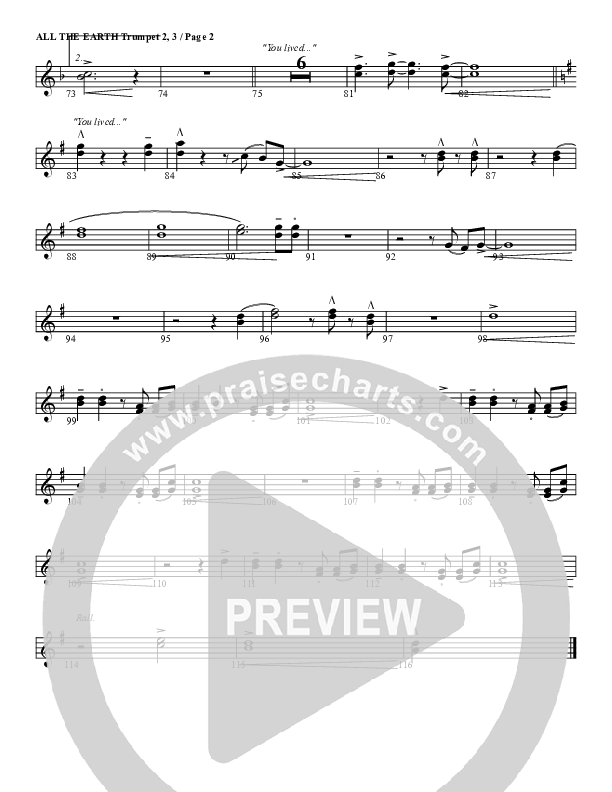 All The Earth Will Sing Your Praises Trumpet 2/3 (G3 Worship)