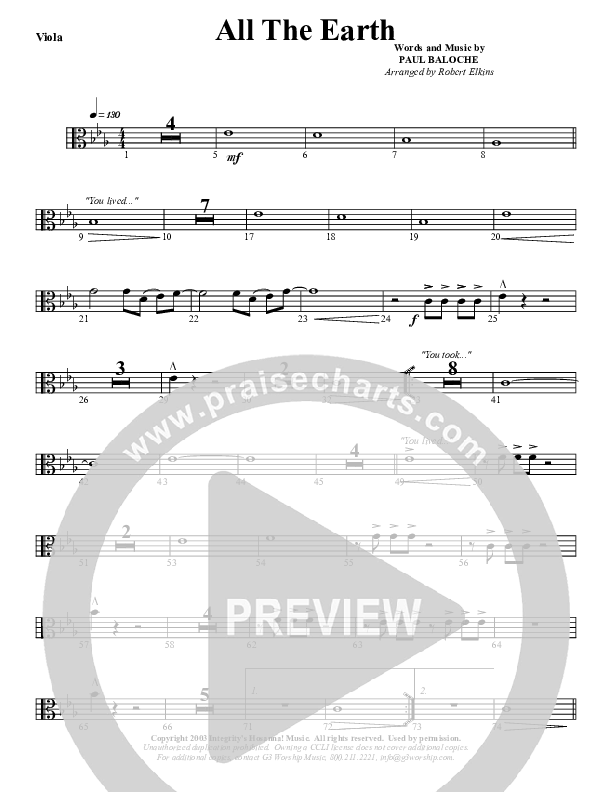All The Earth Will Sing Your Praises Viola (G3 Worship)