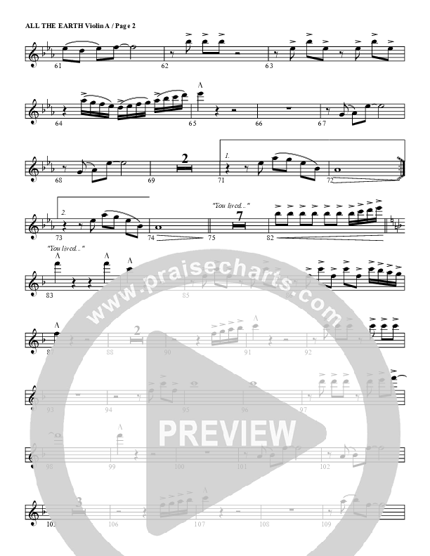 All The Earth Will Sing Your Praises Violin 1 (G3 Worship)