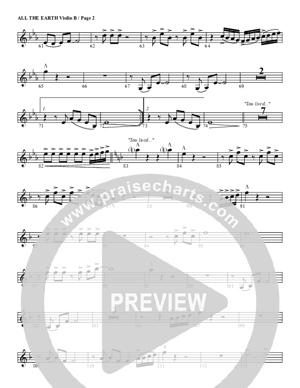 All The Earth Will Sing Your Praises Violin 2 (G3 Worship)