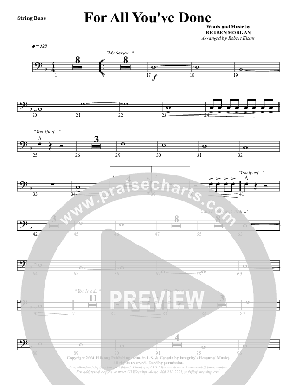 For All You've Done Double Bass (G3 Worship)