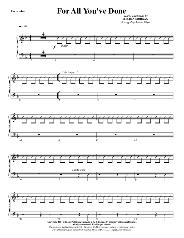 For All You've Done Percussion (G3 Worship)
