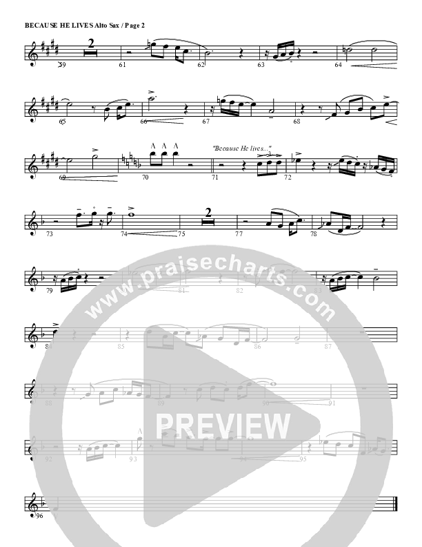 Because He Lives Alto Sax (G3 Worship)