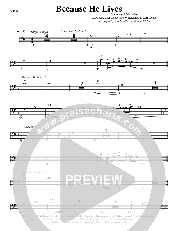 Because He Lives Cello (G3 Worship)