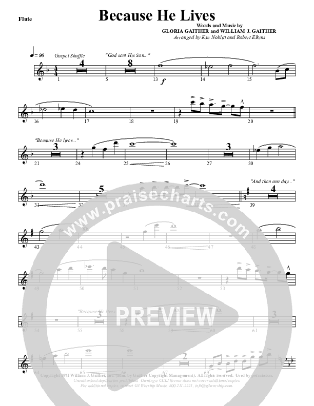 Because He Lives Flute (G3 Worship)