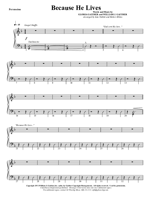 Because He Lives Percussion (G3 Worship)