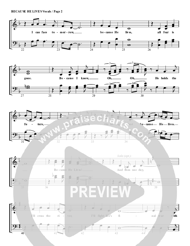 Because He Lives Piano/Vocal (G3 Worship)