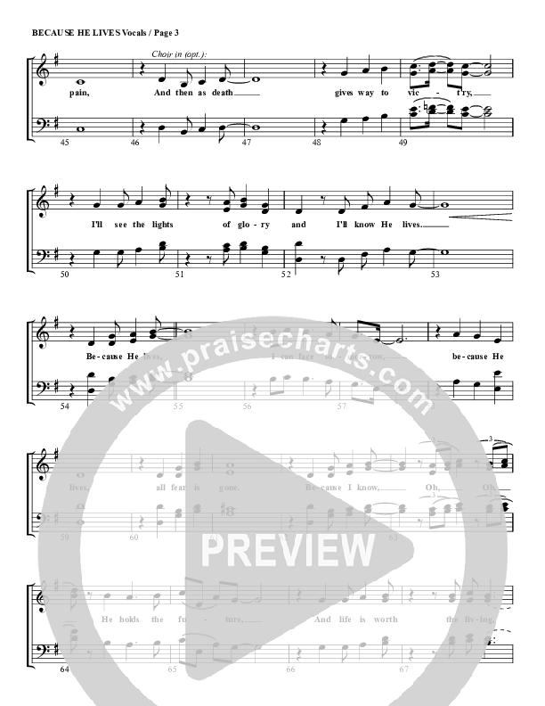 Because He Lives Piano/Vocal (G3 Worship)