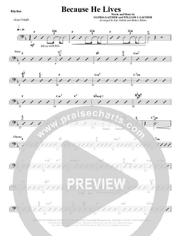 Because He Lives Rhythm Chart (G3 Worship)