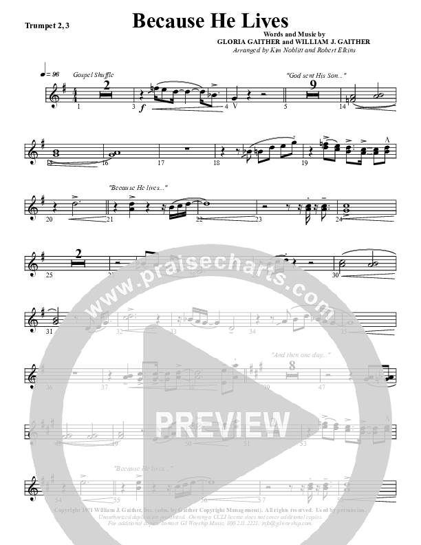 Because He Lives Trumpet 2/3 (G3 Worship)