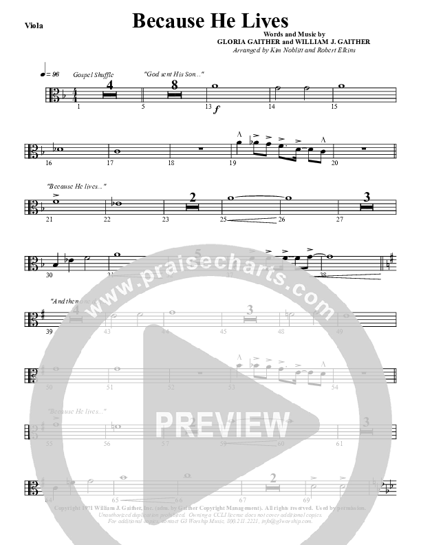 Because He Lives Viola (G3 Worship)