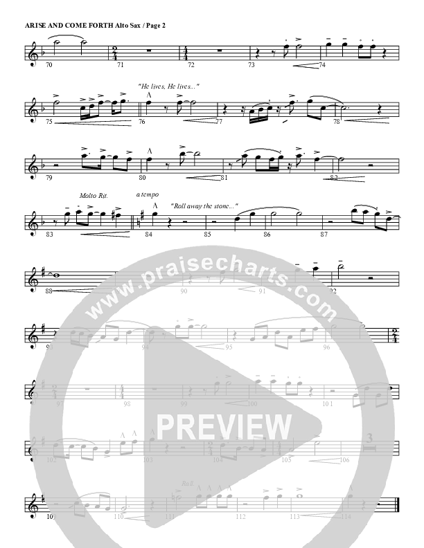 Arise And Come Forth Alto Sax (G3 Worship)