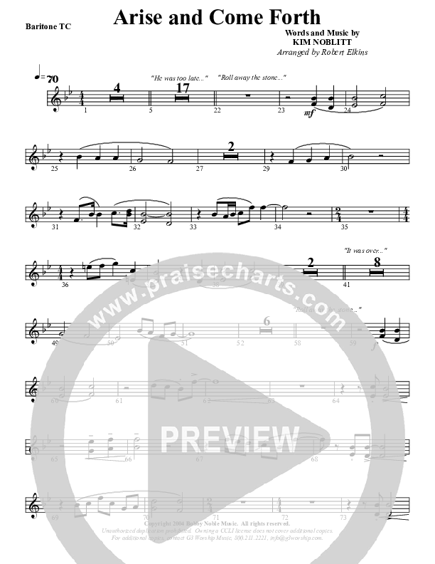 Arise And Come Forth Baritone TC (G3 Worship)