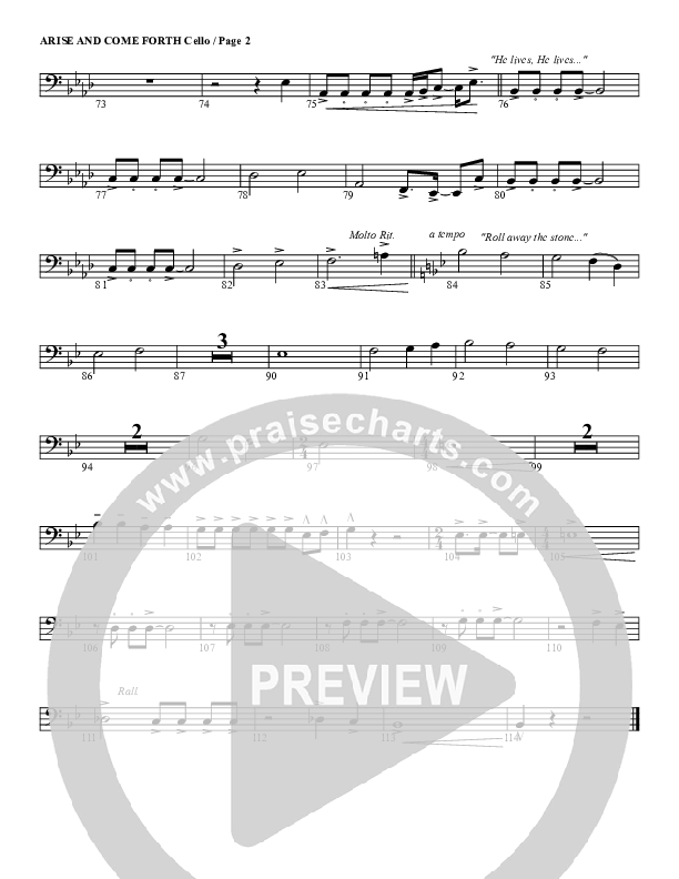 Arise And Come Forth Cello (G3 Worship)