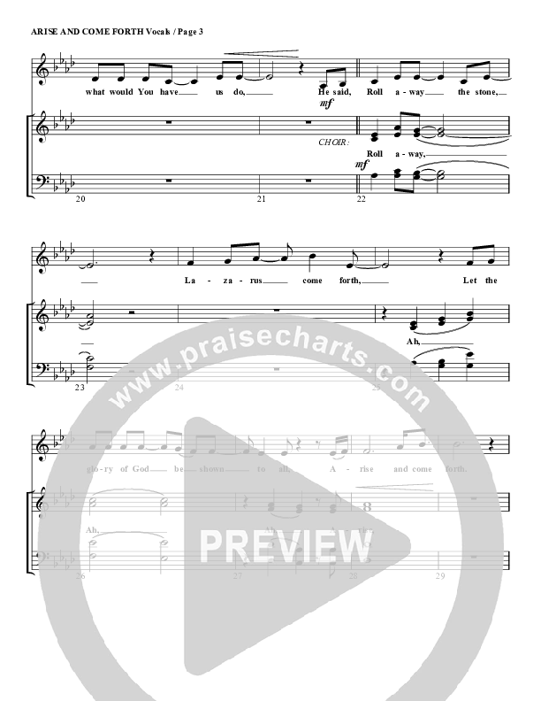 Arise And Come Forth Choir Sheet (G3 Worship)