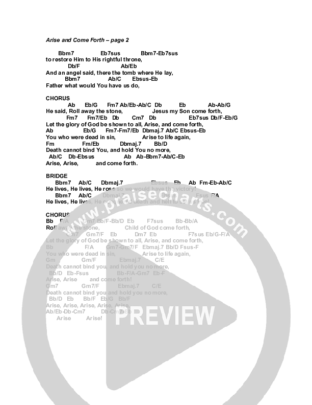 Arise And Come Forth Chords & Lyrics (G3 Worship)