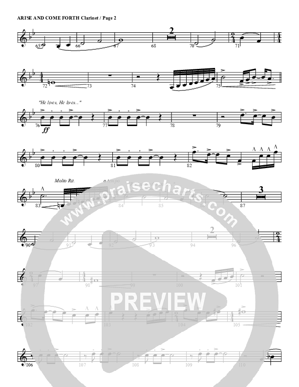 Arise And Come Forth Clarinet (G3 Worship)