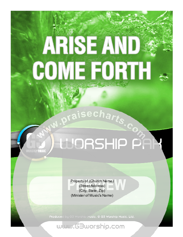 Arise And Come Forth Cover Sheet (G3 Worship)