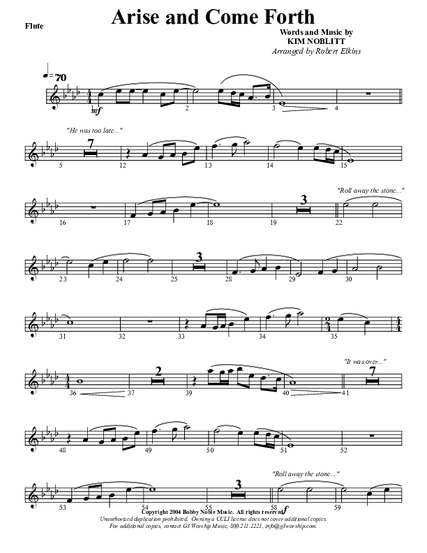 Arise And Come Forth Flute (G3 Worship)