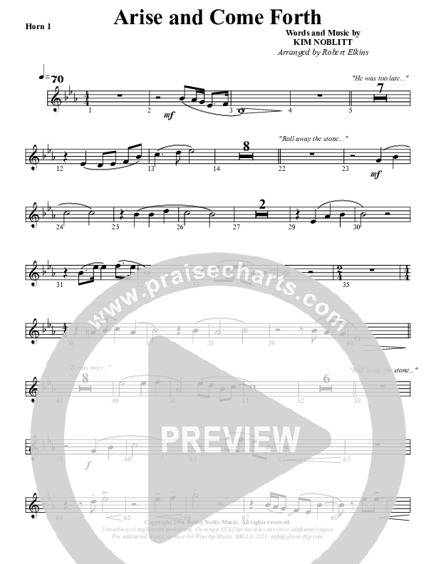 Arise And Come Forth French Horn 1 (G3 Worship)
