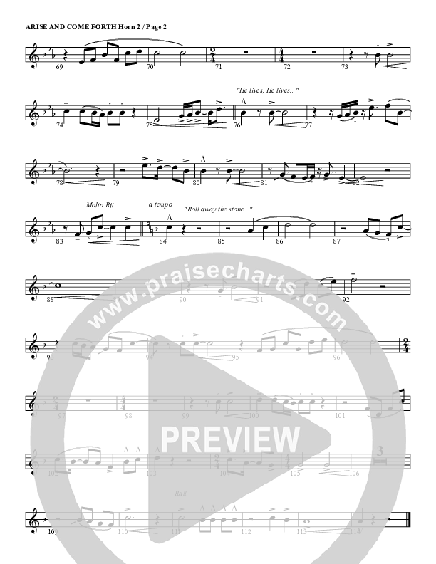 Arise And Come Forth French Horn 2 (G3 Worship)