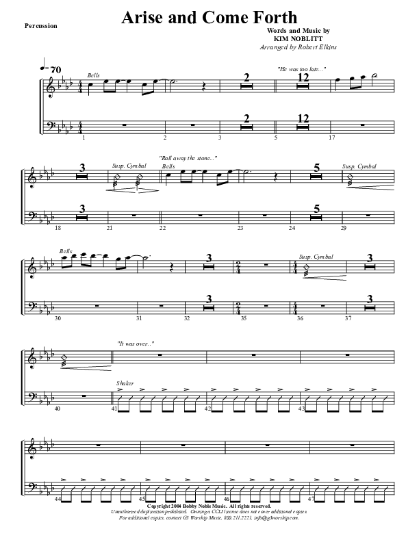 Arise And Come Forth Percussion (G3 Worship)