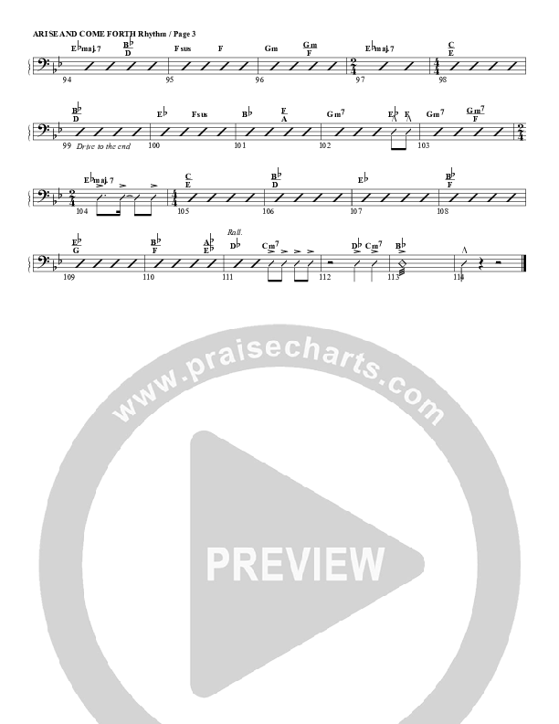 Arise And Come Forth Rhythm Chart (G3 Worship)