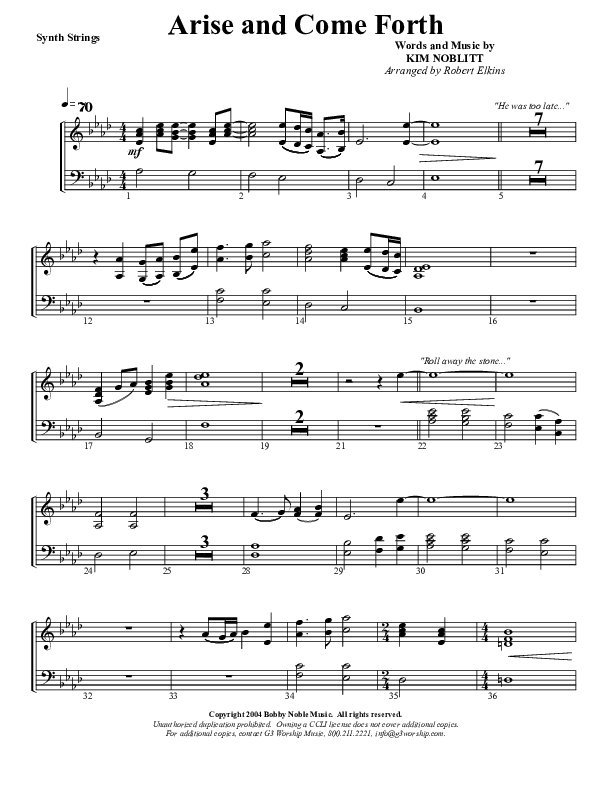 Arise And Come Forth Synth Strings (G3 Worship)