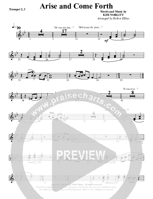 Arise And Come Forth Trumpet 2/3 (G3 Worship)