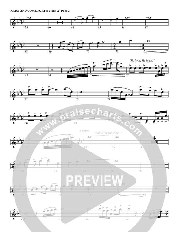 Arise And Come Forth Violin 1 (G3 Worship)