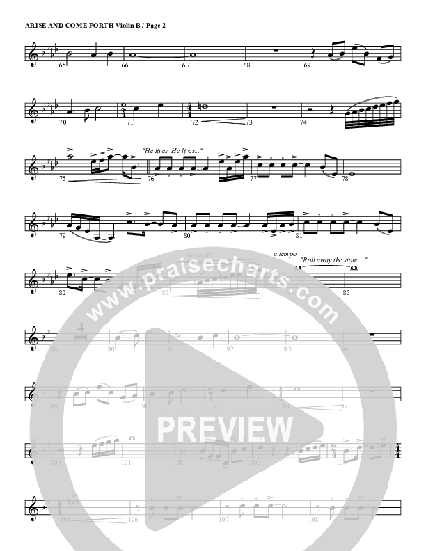 Arise And Come Forth Violin 2 (G3 Worship)