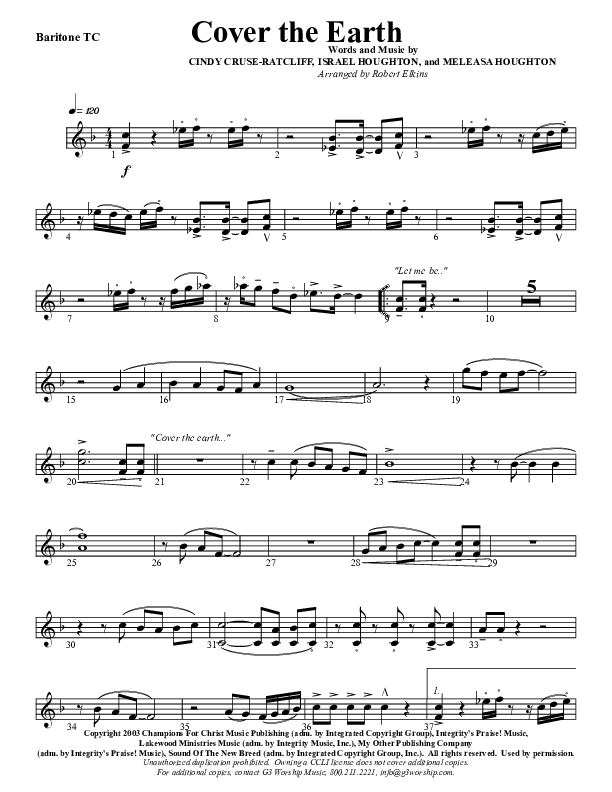 Cover The Earth Baritone TC (G3 Worship)