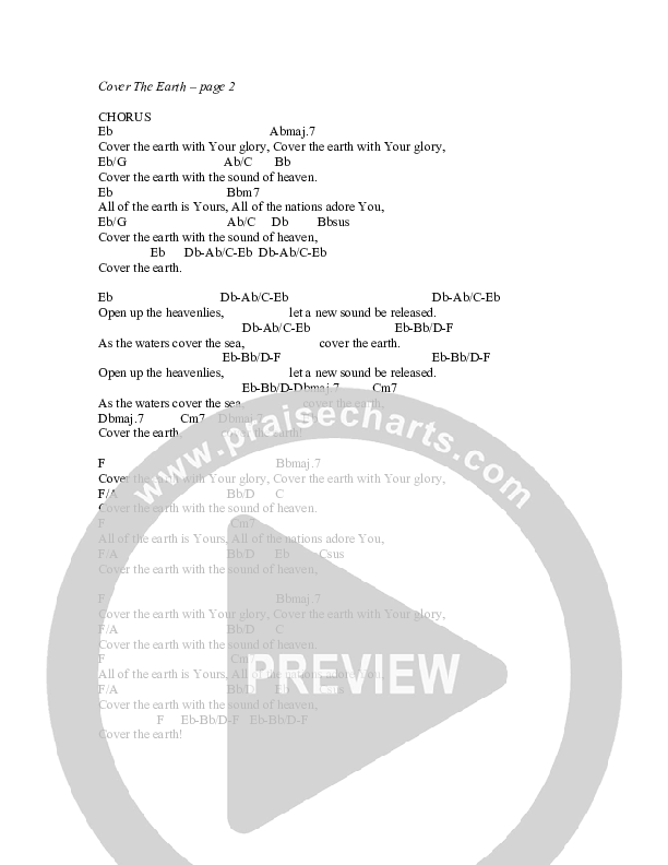Cover The Earth Chord Chart (G3 Worship)
