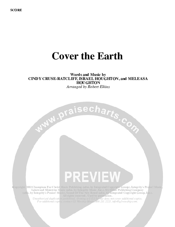 Cover The Earth Cover Sheet (G3 Worship)