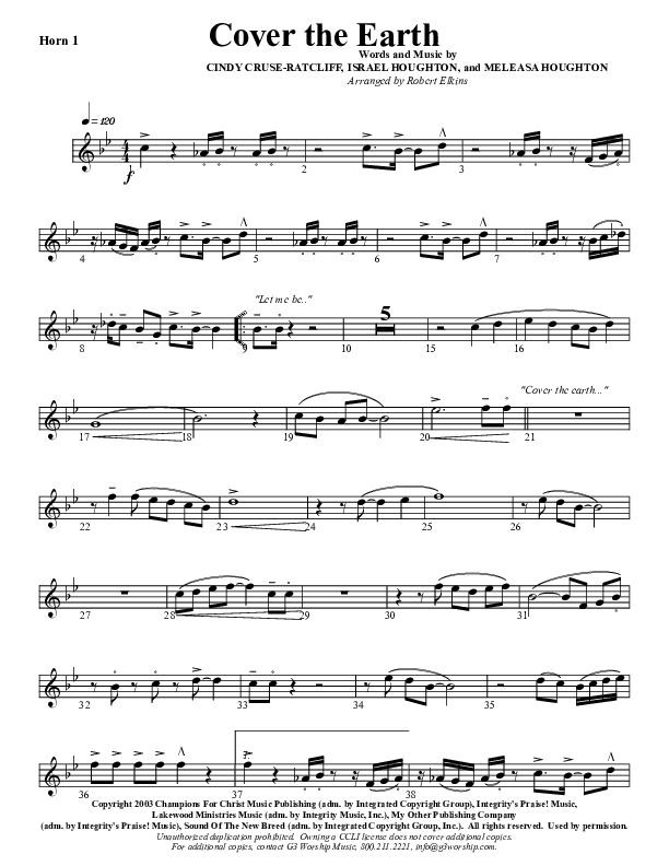 Cover The Earth French Horn 1 (G3 Worship)