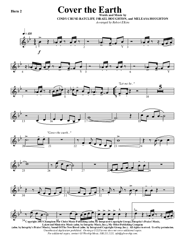 Cover The Earth French Horn 2 (G3 Worship)